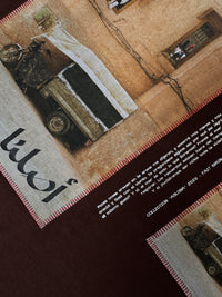 Brown oversize cotton tshirt with embrodied photography of marrackech medina 